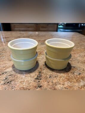 CERMER Made in France Light Yellow Stoneware Ramekins 3.5” 4oz Set of 4 No Chips